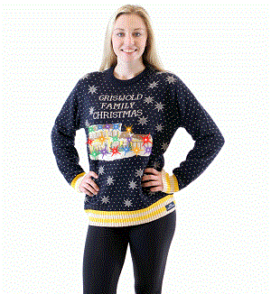 Christmas Vacation Ugly Christmas Sweater for women. Clark and Ellen's House Covered in Italian Twinkle lights in Women's sizes