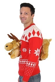 Moose Stuffed Animal 3D Ugly Christmas Sweater